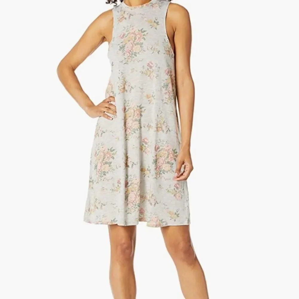 Alternative Apparel Ladies Size Small Gray Floral Print A-Line Jersey Knit Dress